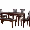 Harlow 6-Piece Padded Dining Set With Bench