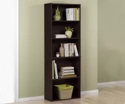 Dark Russet Brown 5-Shelf Bookcase -Home Style Shop 810367636 3