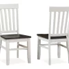 Caylie White & Brown Farmhouse Dining Chairs, 2-Pack