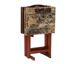 Williams 4-Piece Faux Marble Tray Table Set -Home Style Shop 810386282 A0 5