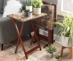 Williams 4-Piece Faux Marble Tray Table Set -Home Style Shop 810386282 A0 7