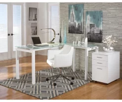 Baraga White L-Shaped Corner Desk -Home Style Shop 810389269 1