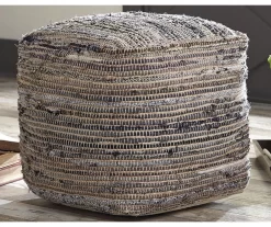 Absalom Natural Chenille Pouf -Home Style Shop 810389289 3