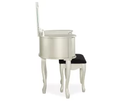 Kelly Silver Rounded Mirror Vanity Set With Stool 11 Kelly Silver Rounded Mirror Vanity Set With Stool -Home Style Shop 810389505 4