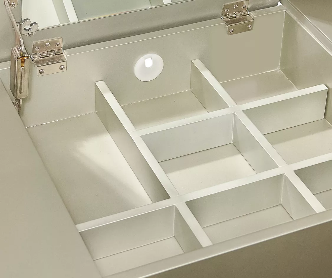 Kelly Silver Rounded Mirror Vanity Set With Stool 3 Kelly Silver Rounded Mirror Vanity Set With Stool - Image 3