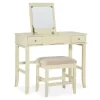 Caroline Cream Mirror Vanity Set With Stool