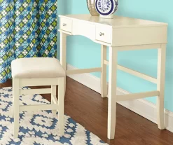 Caroline Cream Mirror Vanity Set With Stool -Home Style Shop 810389506 6