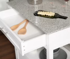 White Double Door Kitchen Cart With Granite Top -Home Style Shop 810389516 3