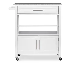 White Double Door Kitchen Cart With Granite Top -Home Style Shop 810389516 5