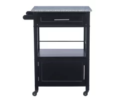 Ree Black Granite Top Kitchen Cart With Storage -Home Style Shop 810389519 A0 2