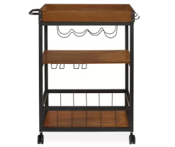 Luke Industrial Kitchen Cart With Wine Storage -Home Style Shop 810389531 2