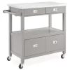 Gray Steel Top Kitchen Cart With Drawers