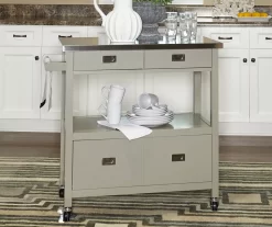 Gray Steel Top Kitchen Cart With Drawers -Home Style Shop 810389532 3