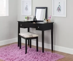 Black Butterfly Mirror Vanity Set With Stool -Home Style Shop 810389539 B0 1