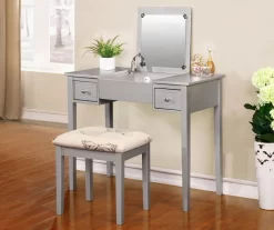 Butterfly Mirror Vanity Set With Stool -Home Style Shop 810389544 1