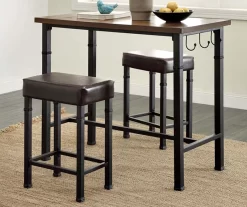 Luke Industrial 3-Piece Pub Table Set With Hooks -Home Style Shop 810389576 2