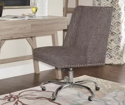 Charcoal Gray Square Back Office Chair With Nailhead Trim -Home Style Shop 810389623 1