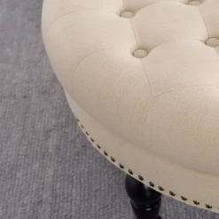 Claire Cream Round French Country Ottoman 7 Claire Cream Round French Country Ottoman -Home Style Shop 810389634 3