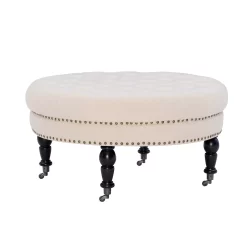 Claire Cream Round French Country Ottoman 8 Claire Cream Round French Country Ottoman -Home Style Shop 810389634 4