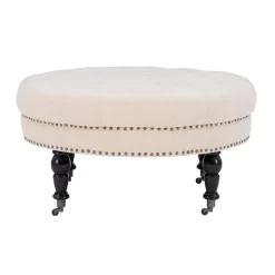 Claire Cream Round French Country Ottoman 9 Claire Cream Round French Country Ottoman -Home Style Shop 810389634 5