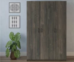Rodeo Weathered Oak 3-Door Wardrobe -Home Style Shop 810409561 2
