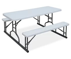White Resin 2-Bench Picnic Table