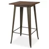 Elm Wood Rustic Wood & Steel Square Bar Table