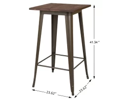 Elm Wood Rustic Wood & Steel Square Bar Table -Home Style Shop 810428889 2