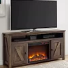 59" Century Lane Rustic Brown Electric Fireplace Console