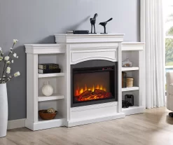 69" Shoreleaf White Mantel Electric Fireplace -Home Style Shop 810465035 1