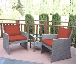 Mirabelle 3-Piece Cushioned Patio All-Weather Wicker Chat Set -Home Style Shop 810478138