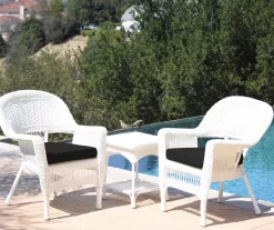 White 3-Piece Cushioned Patio All-Weather Wicker Chat Set -Home Style Shop 810478396