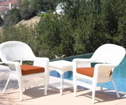 White 3-Piece Cushioned Patio All-Weather Wicker Chat Set -Home Style Shop 810478397