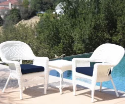 White 3-Piece Cushioned Patio All-Weather Wicker Chat Set -Home Style Shop 810478398