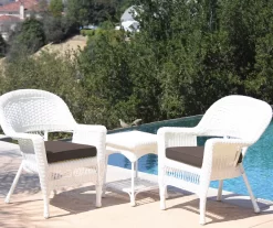 White 3-Piece Cushioned Patio All-Weather Wicker Chat Set -Home Style Shop 810478399