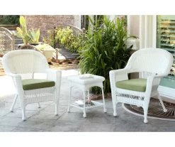 White 3-Piece Cushioned Patio All-Weather Wicker Chat Set -Home Style Shop 810478409 1