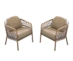 Aurora Pines All-Weather Wicker Patio Cushioned Chairs, 2-Pack