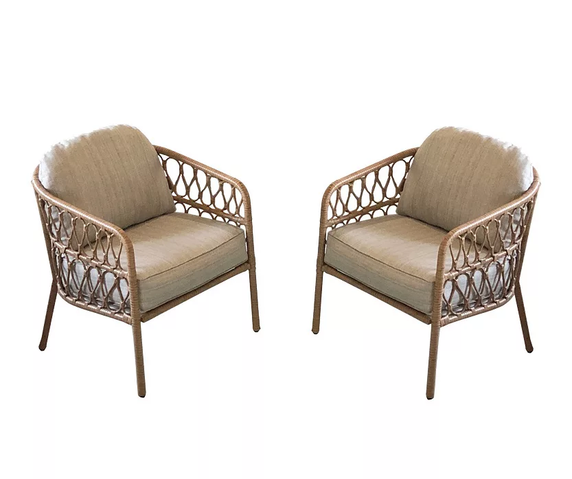 Aurora Pines All-Weather Wicker Patio Cushioned Chairs, 2-Pack 1 Aurora Pines All-Weather Wicker Patio Cushioned Chairs, 2-Pack