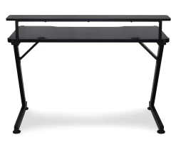 Black LED Gaming Desk With Riser -Home Style Shop 810499569 1