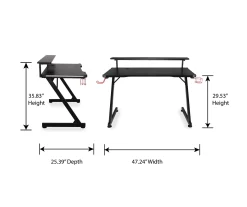 Black LED Gaming Desk With Riser -Home Style Shop 810499569 10