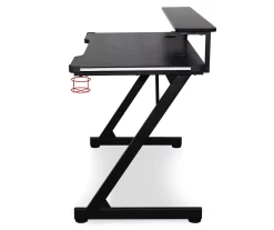 Black LED Gaming Desk With Riser -Home Style Shop 810499569 6