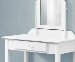 White Wood Vanity With Mirror -Home Style Shop 810502793 4