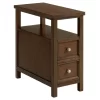 Walnut 2-Drawer End Table With Shelf