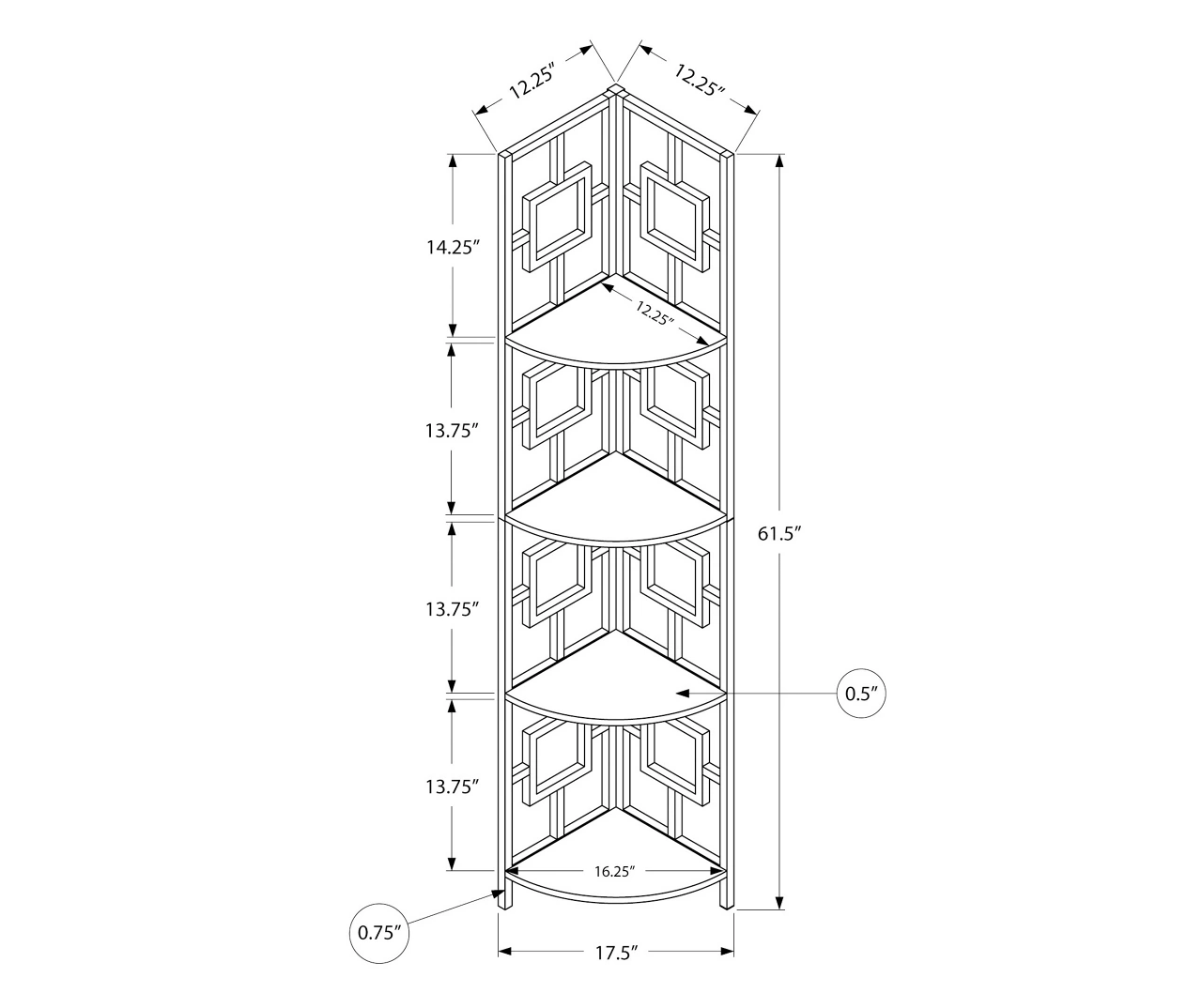 White Square 4-Shelf Corner Bookcase 3 White Square 4-Shelf Corner Bookcase - Image 3