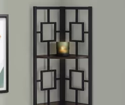 Espresso Square 4-Shelf Corner Bookcase -Home Style Shop 810512903 4