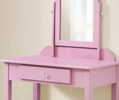 Pink Vanity Table With Mirror -Home Style Shop 810512906 4