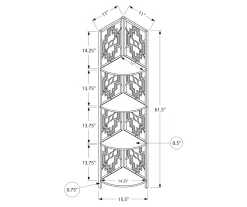 Monarch Geometric 4-Shelf Corner Bookcase -Home Style Shop 810512945 3