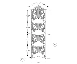 Monarch Geometric 4-Shelf Corner Bookcase -Home Style Shop 810512946 3