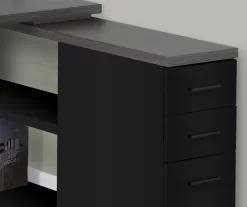 Gray & Black L-Shaped 3-Drawer Computer Desk -Home Style Shop 810512962 4