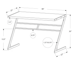 Monarch Z-Shaped Base Office Desk -Home Style Shop 810512965 3